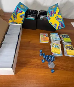 Large 1000+ Pokemon TCG Card Lot With Coins & Two Deck Boxes - Image 1