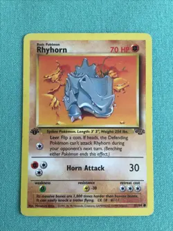 Pokemon Cards Rhyhorn 61/64 And Brock’s Rhyhorn 70/132 1st Edition Jungle - Image 2