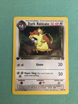 Dark Raticate 51/82 1st Edition Pokemon Card Team Rocket- New - Image 1