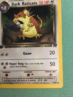 Dark Raticate 51/82 1st Edition Pokemon Card Team Rocket- New - Image 5