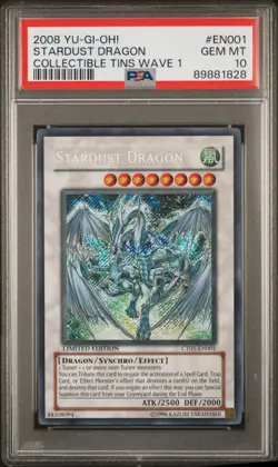 Yu-Gi-Oh! 2008 Stardust Dragon CT05-EN001 Limited Secret Rare PSA 10 GEM MINT - Image 1