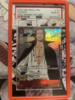 PSA 10 Shanks OP01-120 SEC Comic Parallel Manga Alt Art ONE PIECE Card Giappo... - Image 5