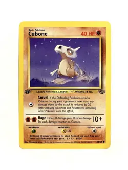 Cubone 50/64 1st Edition Jungle WOTC Pokemon TCG Card MP - Image 1