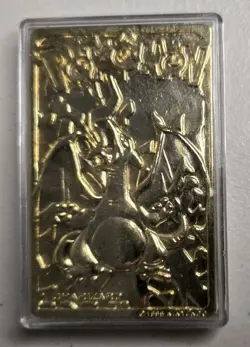 23K Gold Plated CHARIZARD Trading Card 1999 Burger King Pokemon Ball - Image 1
