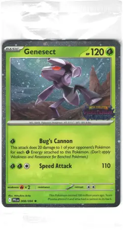 Pokemon Genesect 008/094 Best Buy Phantasmal Flames Stamped Promo Card-Sealed - Image 1