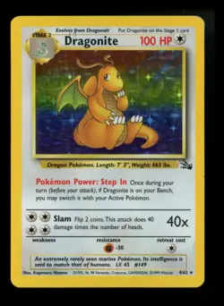 #2 Dragonite 4/62 Fossil 1999 Holo Rare WOTC Pokemon Card TCG - Image 1