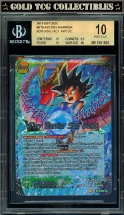 BGS 10! ⭐ Tiny Warrior Son Goku Happy Holidays Promo Card DBS DBZ Z Super - Image 1