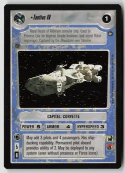 Star Wars CCG Tantive IV Capital Corvette Card Power 5 Armor 4 Hyperspeed 3 - Image 1