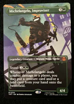 Michelangelo, Improviser (Borderless) #219 (NM) TMT Magic MTG - Image 1