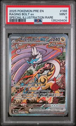 2025 POKEMON PRE EN-PRISMATIC EVOLUTIONS #166 RAGING BOLT EX PSA 9 - Image 1