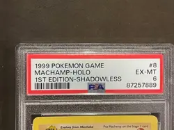 1999 Pokemon Base Set 1st Edition Shadowless Machamp Holo 8/102 PSA 6 EX-MT - Image 2