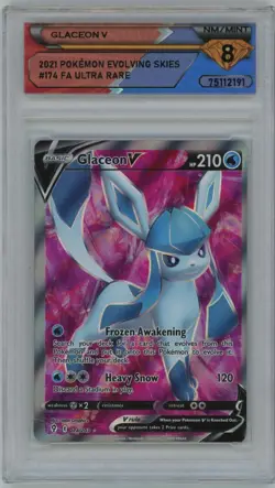 2021 Pokemon Evolving Skies Full Art Glaceon V #174 DSG 8 - Image 1
