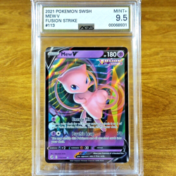 Pokemon SWSH Fusion Strike Mew V 113/264 AGS Mint+ 9.5 Full Art Holo Rare 2021 - Image 1