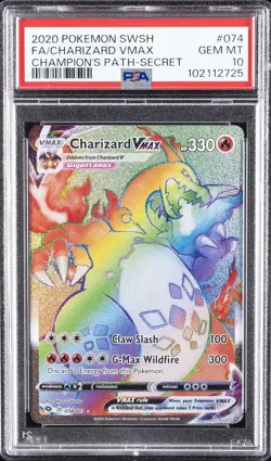 2020 POKEMON SWORD & SHIELD CHAMP'S PATH SECRET FULL ART/CHARIZARD VMAX PSA 10 - Image 1