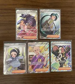 Pokemon S&V Full Art Trainer Lot Set Of 5 Iris’s Fighting Spirit Rika Poppy Ryme - Image 1