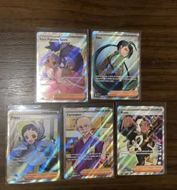 Pokemon S&V Full Art Trainer Lot Set Of 5 Iris’s Fighting Spirit Rika Poppy Ryme - Image 3