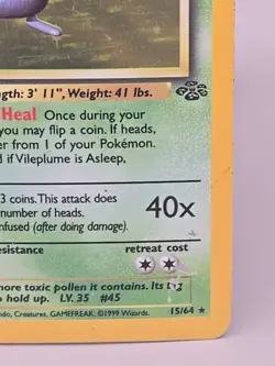 1999 Pokemon TCG Vileplume 15/64 Rare Holo Jungle HP - Image 4