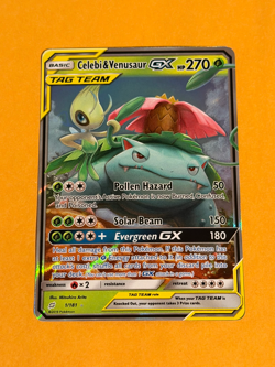 2019 Pokemon Sun Moon Team Up Celebi Venusaur GX FA #1/181 NM - Image 1