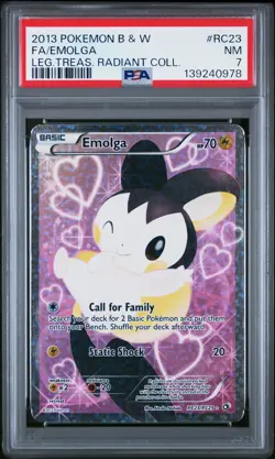 2013 POKEMON B&W LEGEND TREASURES RADIANT COLL #RC23 FULL ART/EMOLGA PSA 7 - Image 1