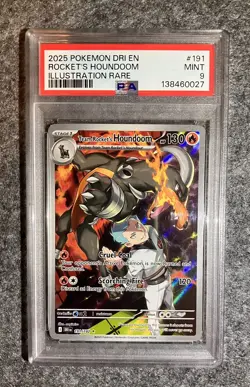 Pokemon Team Rocket's Houndoom Illustration Rare Sv10 191 Holo PSA 9 130 HP - Image 1