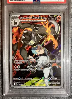 Pokemon Team Rocket's Houndoom Illustration Rare Sv10 191 Holo PSA 9 130 HP - Image 3