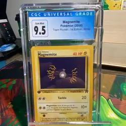Magnemite 60/82 1st Edition Team Rocket CGC 9.5 Non-Holo Pokemon Gem Mint - Image 1