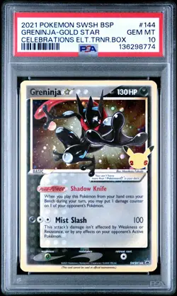 2021 POKEMON SWSH BLACK STAR PROMO #144 GRENINJA-GOLD STAR PSA 10 - Image 1