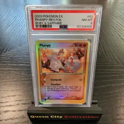PHANPY - REV FOIL - PSA 8 - 2003 Pokemon EX Ruby & Sapphire #62 - Image 1