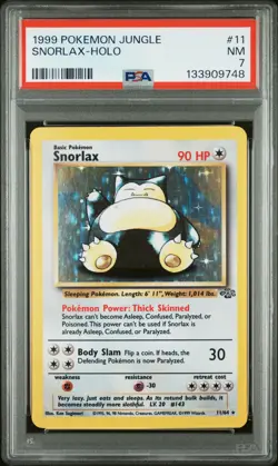 1999 POKEMON JUNGLE #11 SNORLAX-HOLO PSA 7 - Image 1