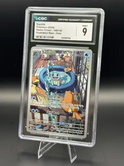 Pokemon Squirtle Illustration Rare Holo CGC 9 Sv07: Stellar Crown 148/142 - Image 1