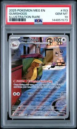 2025 POKEMON MEG EN-MEGA EVOLUTION ILLUSTRATION RARE #153 GUMSHOOS PSA 10 - Image 1