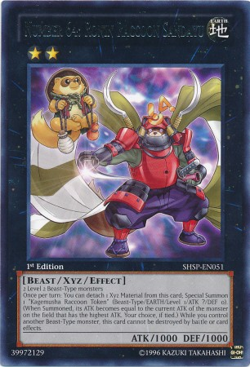 YUGIOH NUMBER 64: RONIN RACCOON SANDAYU RARE SHSP-EN051 NEAR MINT - Image 1