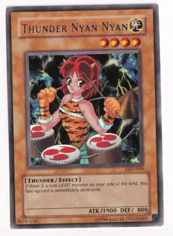 Yu-Gi-Oh! Thunder Nyan Nyan LOD-059 Legacy of Darkness Rare Unlimited LP - Image 1