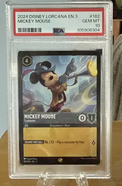 MICKEY MOUSE -2024 Disney Lorcana EN 3, Trumpeter #182 Legendary PSA 10 GEM MINT - Image 1