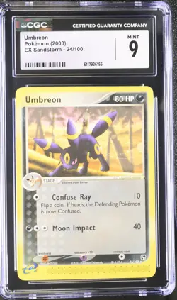 CGC 9 MINT Umbreon 2003 EX Sandstorm 24/100 Pokemon Card - Image 1