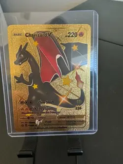 Charizard V HP 220 Gold Foil Pokemon Card 079/073 Fan Art Mint - Image 1