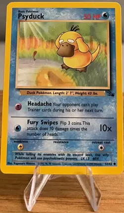 Psyduck #54 Non-Holographic Pokemon Card Near Mint 53/62 Common Fossil Set 1999 - Image 1
