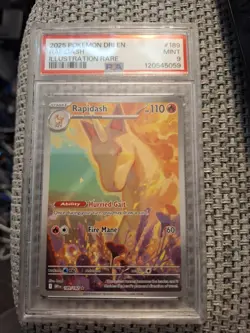 Pokemon TCG Rapidash Destined Rivals Illustration Rare Card 189/182 PSA 9 - Image 1