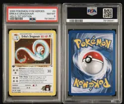 Pokemon TCG Gym Heroes Erika's Dragonair Card 4/132 1st Edition Holo PSA 8 - Image 3