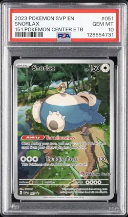 2023 POKEMON SVP EN-SV BLACK STAR PROMO #051 SNORLAX PSA 10 - Image 1