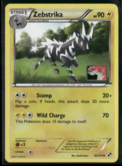 Pokemon TCG Zebstrika 42/114 League Promo Black & White - Image 1