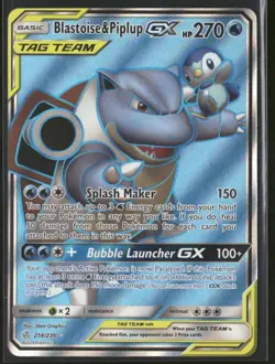 Blastoise & Piplup GX (Full Art) 214/236 Holo - Pokemon TCG SM - Cosmic Eclipse - Image 1
