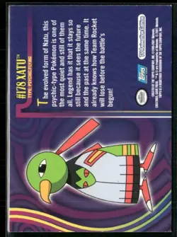 Xatu #178 - Pokemon Topps Johto Tv Animation Blue Logo - Image 2
