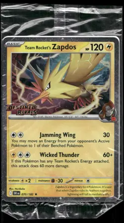 Team Rocket's Zapdos 070/182 Destined Rivals Pokemon TCG Destined Rivals SEALED - Image 1