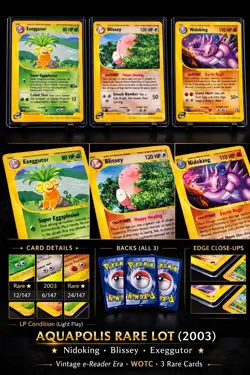 Pokemon Aquapolis Rare Lot 2003 Nidoking Blissey Exeggutor Vintage e-Reader - Image 1