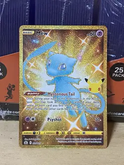 Pokemon TCG - Mew 25/25 Celebrations - Full Art - Gold Secret Rare Holo - NM - Image 1