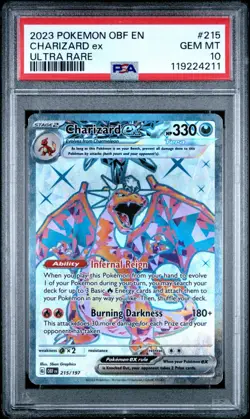 2023 POKEMON OBF EN-OBSIDIAN FLAMES ULTRA RARE #215 CHARIZARD EX PSA 10 - Image 1