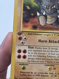 Rhydon 45/64 Uncommon 1st Edition Jungle Pokemon HP - Image 2