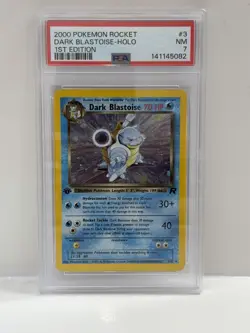 Pokemon TCG Team Rocket Dark Blastoise 1st Edition Holo 3/82 PSA 7 SWIRL 💫 - Image 1