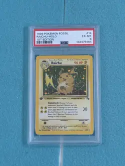 1999 Pokemon Fossil Raichu Holo 1st Edition #15 PSA 6 - Image 1